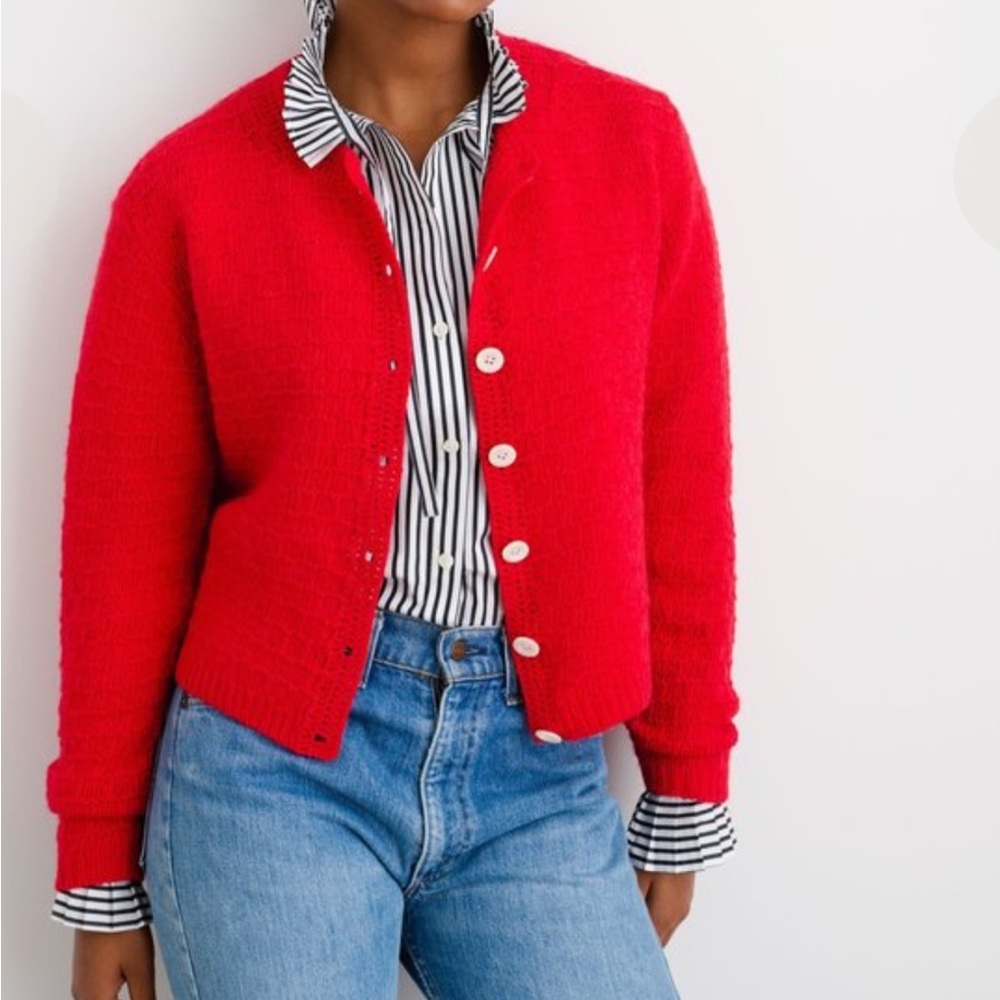 Alex Mill Honeycomb Cardigan in Cherry